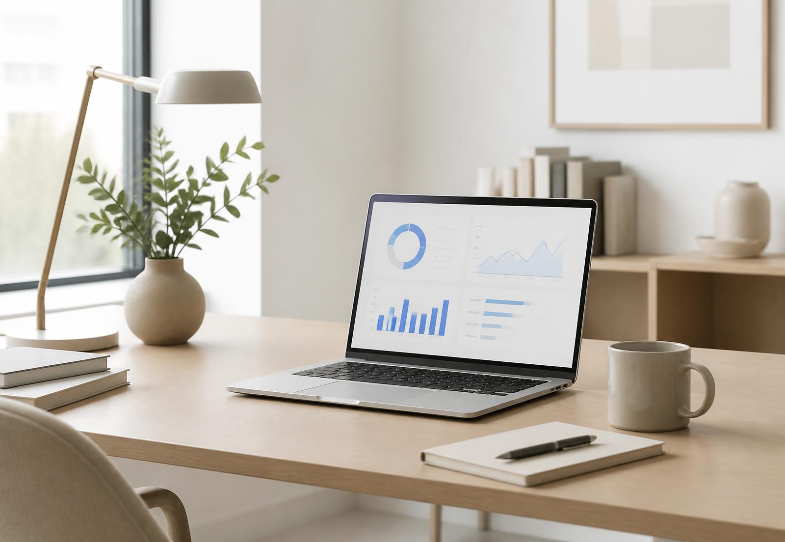 Espace de travail avec tableau de bord de performance publicitaire